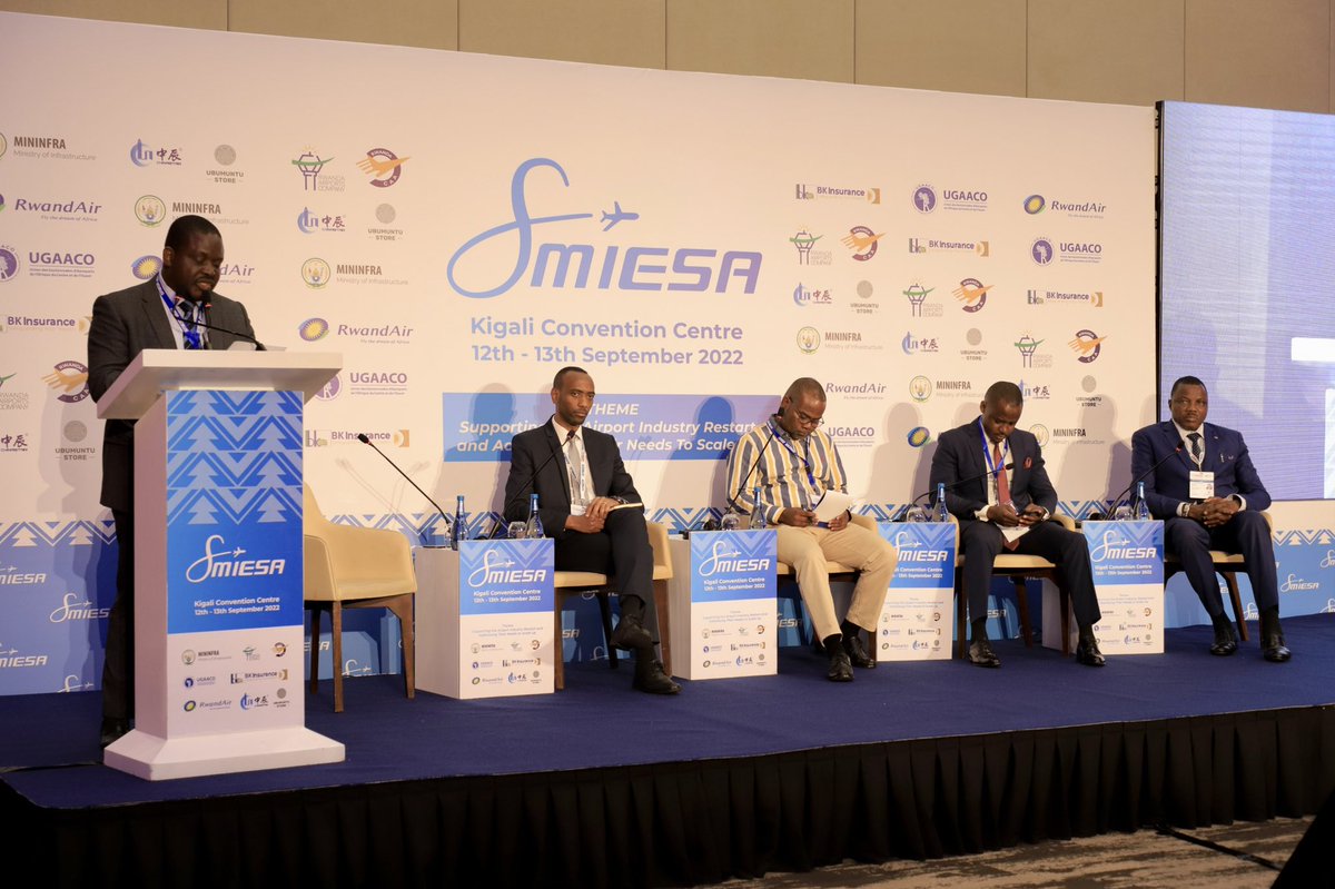 FlyRwandAir's tweet photo. The Chief Commercial Officer, Mr. Jimmy Musoni is on the #SMIESA panel at Kigali Convention Center discussing “Seamless coordination &amp; collaboration among Tourism &amp; Trade.”

#FlyTheDreamOfAfrica #Rwanda #AVAF22 https://t.co/1WhYD4Lc0Q