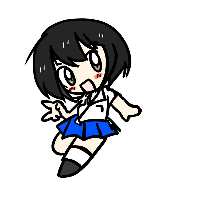 当キャラクターの旧式体操服の色は縁起の良い黒字青天井を連想させる青と黒の混色である紺色と思われがちですが、使用している色はさらに濃い混色の「勝色」でございます。紺よりも濃く、勝ちが狙える縁起の良い勝色の富留増(ふるま)のイラストで天井知らずの黒字を目指していきましょう! 