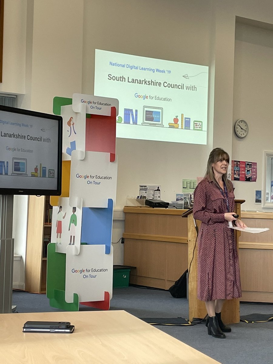 JenWilliams28's tweet photo. Thoroughly enjoyed hearing from @kmac_scot and Google trainers on the @EducationSLC Google Journey! Also from @DuncanrigScndry on their Google Reference School status! @les10ey @MrVosser https://t.co/OYkxSMTY2E