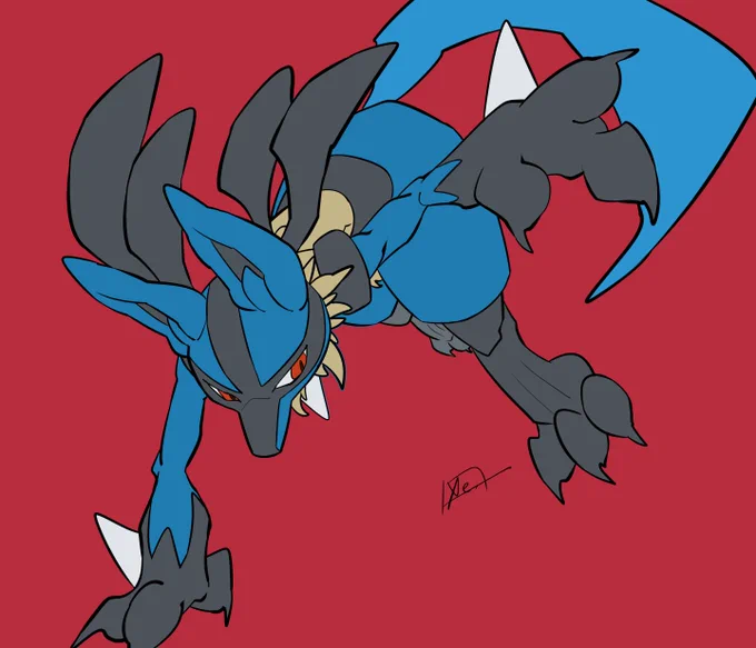 #ポケモン版深夜の真剣お絵描き60分一本勝負 ルカリオくん 