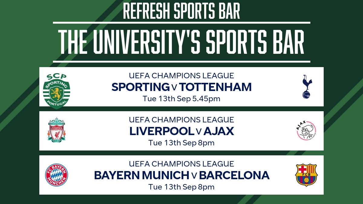 LIVE at Refresh Sports Bar tonight - UEFA Champions League ⚽️