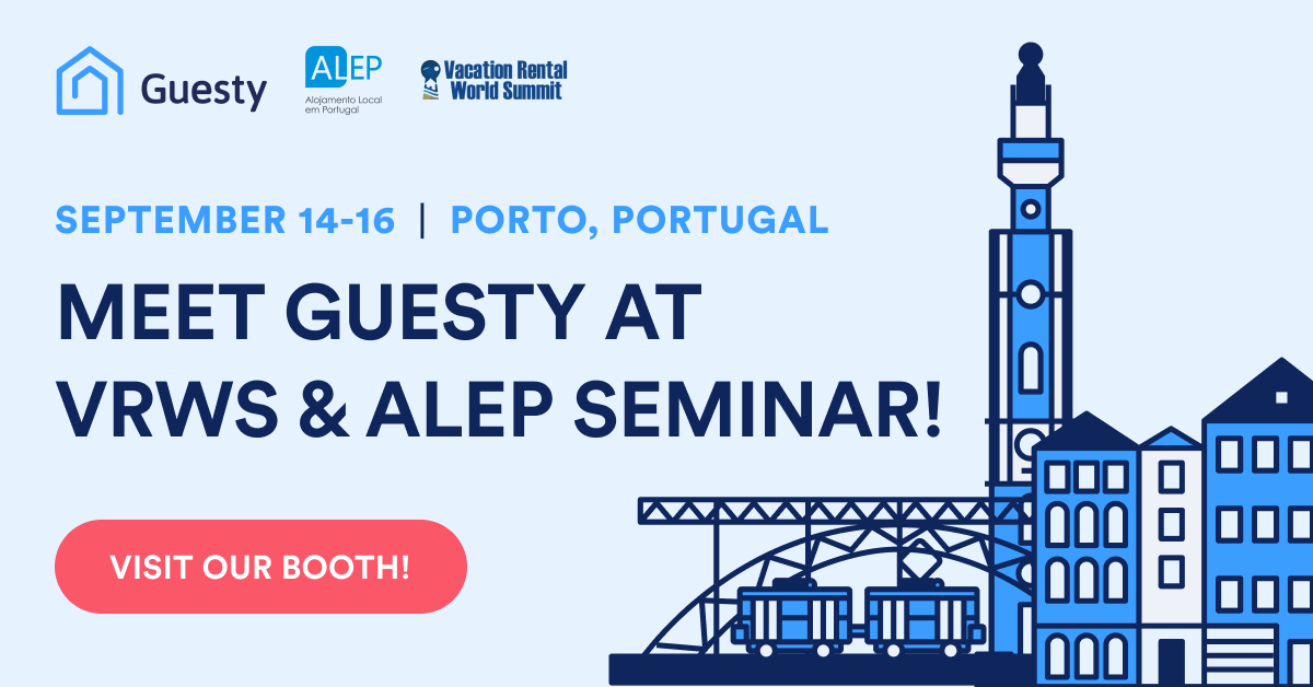 Guesty's tweet photo. #Guesty's Portuguese + international teams are headed to #Porto ✈🇵🇹 for the #ALEP Seminar on 9/14 + #VRWS on 9/15-16!
Will you be attending? Be sure to check out the Guesty booth to hear all about our one-stop solution for vacation rentals.
#VRWS #Porto #PMS #vacationrental https://t.co/Osu0g1LyXN