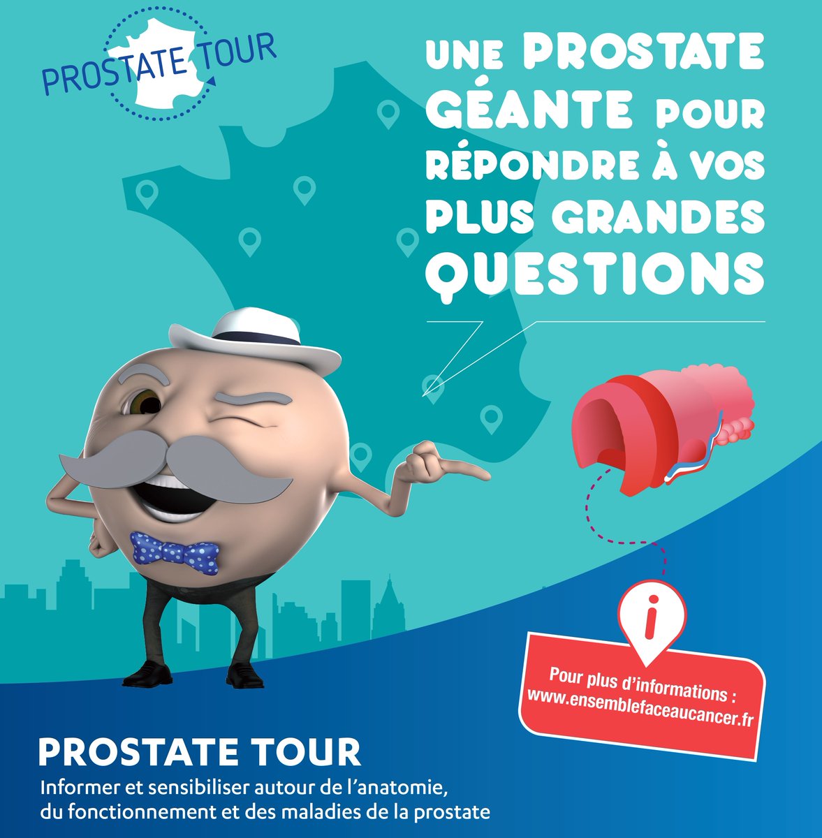 StGermainLaye's tweet photo. La #ProstateTour fait escale à #SaintGermainEnLaye pour une journée de sensibilisation.
Au programme : exposition d'une prostate géante, stand d’#information...
📅 Mercredi 14 septembre de 9h à 17h.
📍 Place du Marché-Neuf.
En savoir ➕ : https://t.co/qm8L3SIZRs https://t.co/VnEWuwQO1x