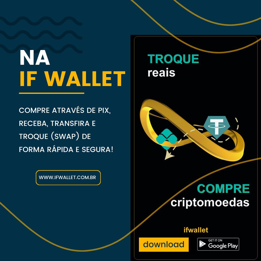 Na IF Wallet compre através de PIX, receba, transfira e troque (Swap) de forma rápida e segura!
Baixe agora a sua IF Wallet!
ifwallet.com.br