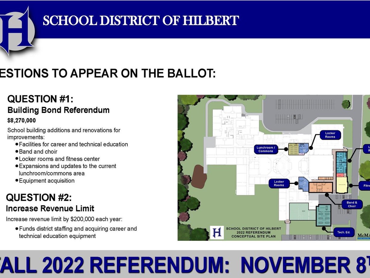 Just a reminder that the first of four informational meetings on the referendum will be Tuesday, September 14 at 7:00 in the auditorium.  Join us to find out more information before the November 8 election.