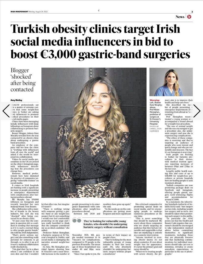 AdStandardsIRE's tweet photo. "The Health & Beauty Code requires that consumers should be encouraged to take independent medical advice before committing themselves to significant treatments."
Glad to contribute to this piece re health clinics asking influencers to promote medical procedures #SafeAdvertising https://t.co/iEdhXRk2JS