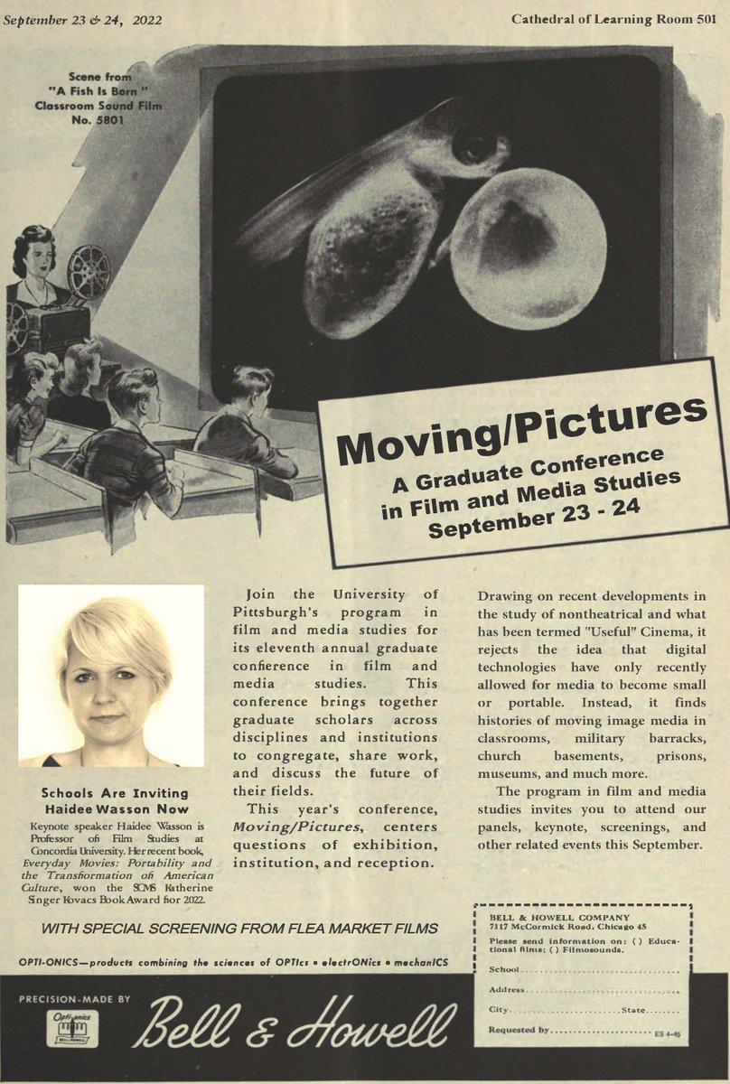 specialaffects's tweet photo. Our Graduate Conference in Film and Media Studies, Moving/Pictures, is happening in less than two weeks! It will be hosted On September 23 and 24 in CL 501, and online for remote participants. https://t.co/YBqtQBrlt0