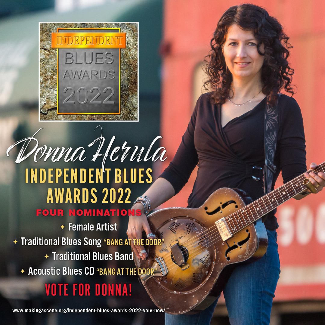 The Independent Blues Awards voting closes on Thursday! Please vote at makingascene.org/independent-bl… then scroll down to “Vote Now."
• Best Acoustic Blues CD, “Bang at the Door”
• Best Traditional Blues Song, “Bang at the Door”
• Best Female Artists
• Best Traditional Blues Band