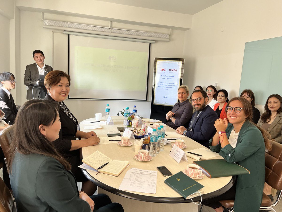CIMEA_Naric's tweet photo. Within the @EUErasmusPlus #RecoASIA project, @CIMEA_Naric is currently in Ulaanbaatar 🇲🇳 to meet colleagues from #MNCEA, Mongolian Ministry of #Education and Science and @EUinMongolia 🇪🇺 with the aim of fostering #cooperation on international mobility between Asia and Europe. https://t.co/EnWr2SfHcX