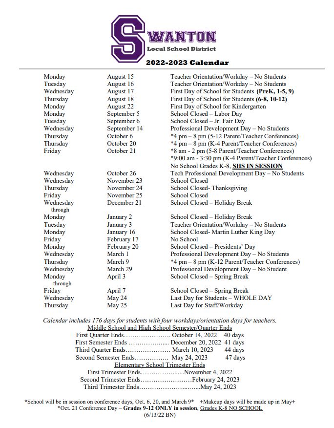 Updated School Calendar psqr.io/MU0_xwHirl via <a href="/ParentSquare/">ParentSquare</a>