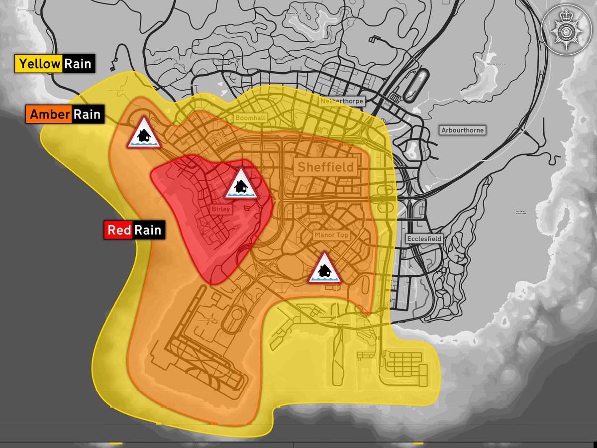 SYRPC_SYFRS's tweet photo. Important public announcement ⚠️

We have received rain warnings recently which are showing some harsh levels of constant rain to come ⚠️ 💦

Flood Alerts have been placed into the following areas seen below 🗺

Please begin precautions and stay out of open waters 🏞

#Fictional https://t.co/iDlrrWpjIP
