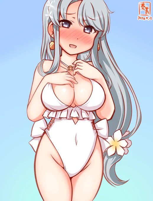 「成長した…?ありがとうございます。 その…提督の、おかげです…///」#艦これ版真剣お絵描き60分一本勝負_20220912#狭霧※おっぱい減らしてたので遅刻+20分 
