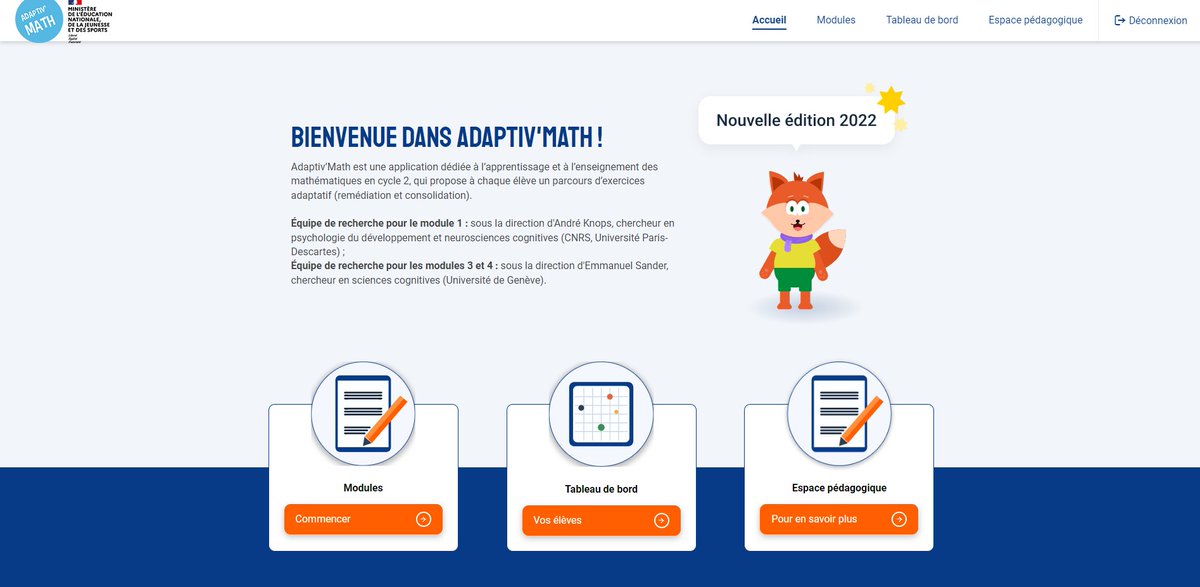 La nouvelle version d'Adaptiv'Math est en ligne ! Inscrivez votre classe si ce n'est pas déjà fait ☺️
RDV ici : adaptivmath.fr/register

#cycle2 #P2IA #math #apprentissageadaptatif #IA #sciencescognitives