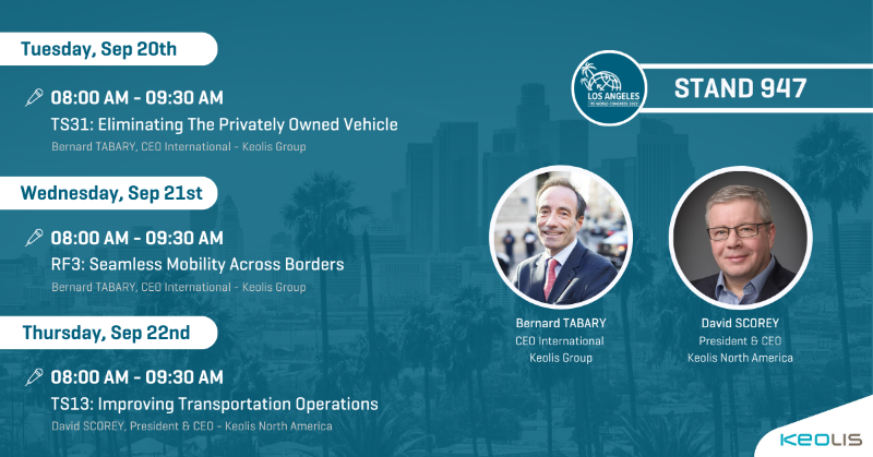 groupekeolis's tweet photo. [ #ITSWC2022 ]🚃
The countdown's on ! Only six days until Intelligent Transport Systems World Congress 2022 in Los Angeles, where #TeamKeolis will be on the ground to meet, greet and speak with other participants from 18-22 September. 
Stay tuned for our updates from ITS LA 📱