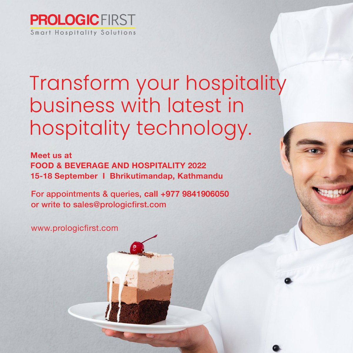 Prologic_First's tweet image. With a smart #cloudbasedtechnology, turn your #hotelbusiness into a success, by increasing in bookings &amp;amp; occupancy rate with return guests &amp;amp; reduced operational costs.
Attend Food &amp;amp; Beverage and Hospitality,15-18 Sep Bhrikutimandap #Kathmandu
Email-sales@prologicfirst.com
#hotels