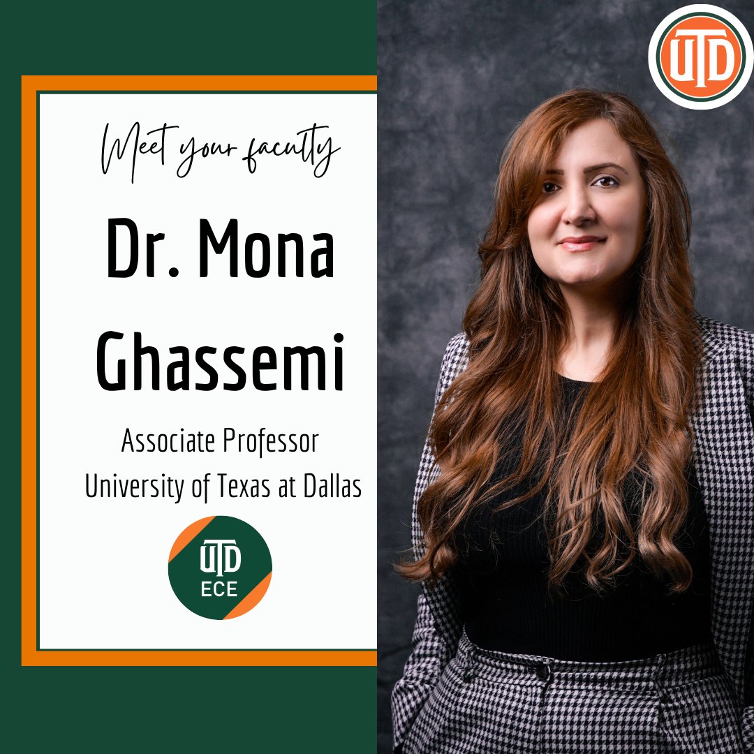 UTD_ECE's tweet photo. #MeetYourFaculty 
Dr. Mona Ghassemi joins UT Dallas as an associate professor with tenure.
Ghassemi is a recipient of early career awards from the Department of Energy (DOE), NSF and Air Force Office of Scientific Research (AFOSR).
#YouBelongHere #ECEUTD https://t.co/ysXbeyFSOB