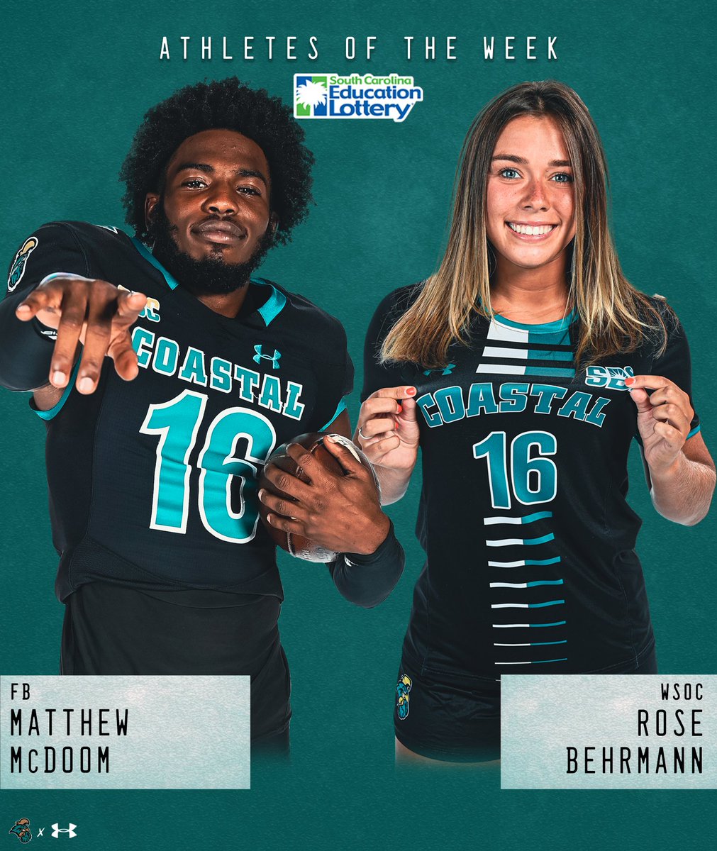 Here are this week's Athletes of the Week presented by <a href="/sclottery/">SC Education Lottery</a>!

Matthew McDoom - <a href="/CoastalFootball/">Coastal Football</a> 
Rose Behrmann - <a href="/CoastalWSoccer/">Coastal Women's Soccer</a>