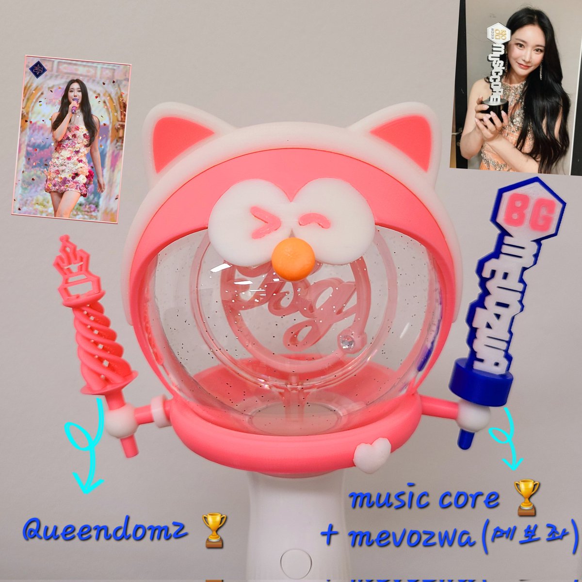 bg0409n30's tweet photo. Congrats for @nyong2ya birthday!
Custom light stick for @nyong2ya
The pink one was made right after queendom2 R2 to overcome the desperate R2 result. In the end, this became kinda celebration for R3 winning happily.
#bravegirls @nyong2ya #happy_birthday #doraebong #smallfinger https://t.co/7HOZaHXZ1u