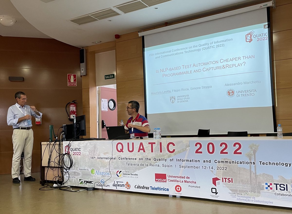 quatic_conf's tweet photo. We started session three with Maurizio Leotta talking about "Is NLP-based Test Automation Cheaper than Programmable and Capture &amp; Replay?" https://t.co/HQMx60szpq