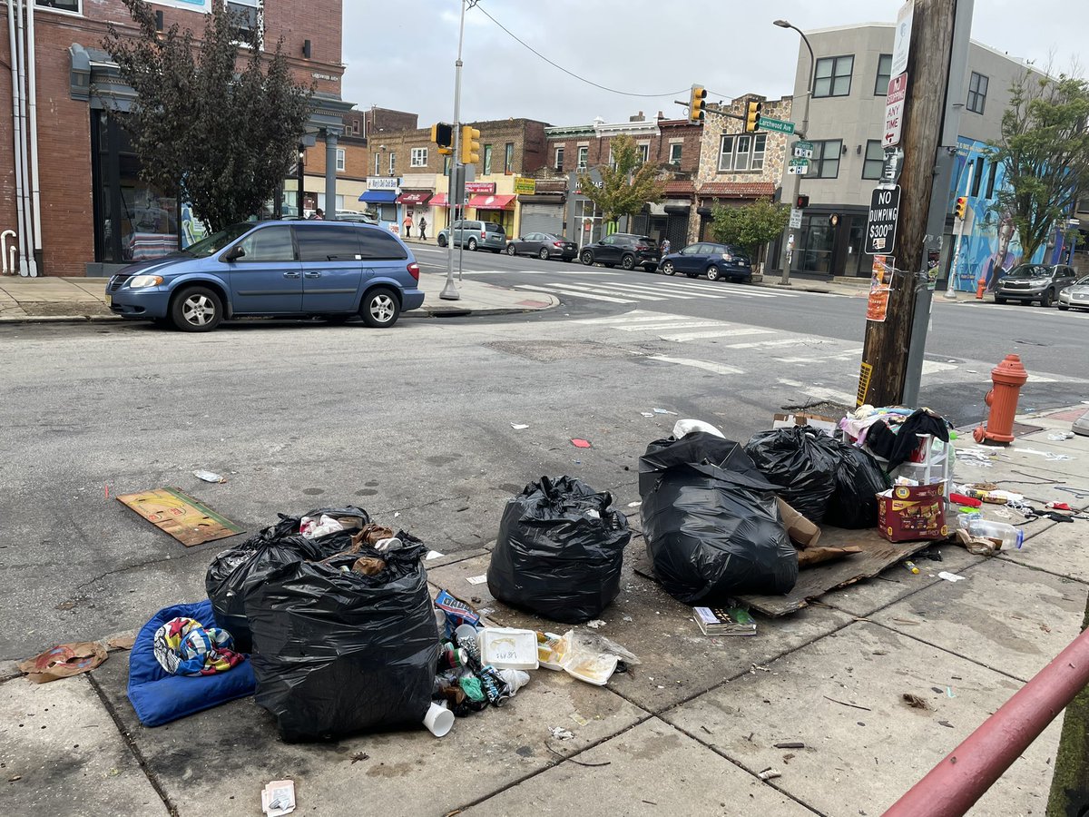 Pkmaier's tweet photo. @HelenGymAtLarge Thank you @HelenGymAtLarge! We need another, maybe bigger flag today. Also some push brooms for loose material and pressure washing to clear the crud off the sidewalk. Thank you for the reactive measures! https://t.co/GpabSbMUxT