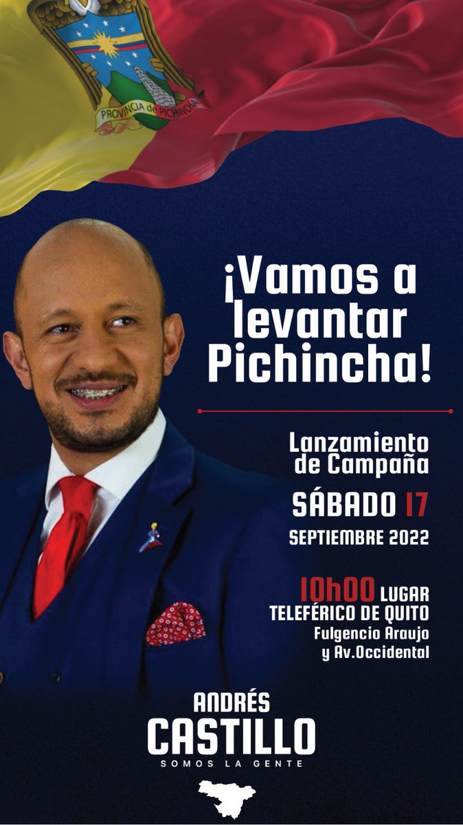 SoyCastillo593's tweet photo. Este sábado a las 10h00, en el Teleférico, tenemos una cita por Quito, por Pichincha, por ti!

Por favor acompáñanos!

#PichinchaSeLevanta
#SomosLaGente
#PichinchaALoBien
#PonteOn https://t.co/yaQoqPnkMt