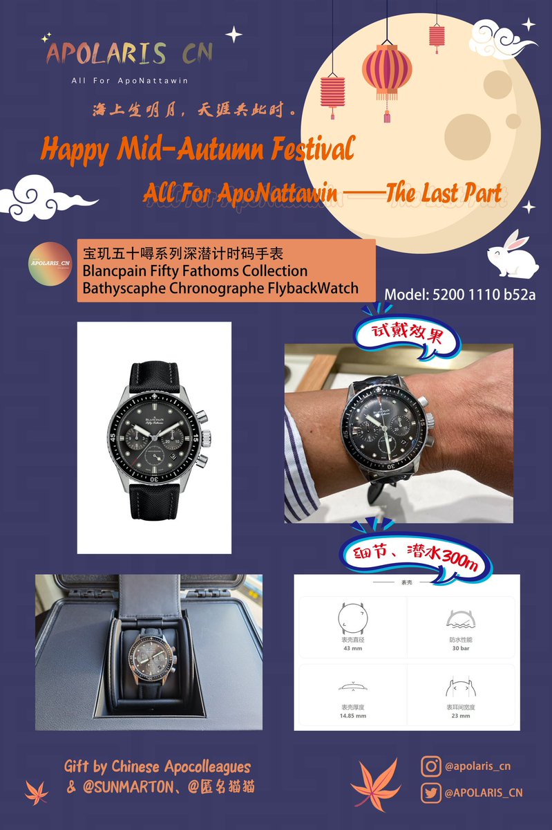 kengwangfei's tweet photo. The price of this watch⌚
RMB 109,000＝571585 THB
This is without adding taxes 😱
Chinese mothers always want to give their son the best gift, when Chinese mothers think their son needs a sports watch😭 @Apolaris_CN
#800kLoveAroundAPO
@Nnattawin1 
#Nnattawin   
#apocolleagues https://t.co/2YjStjN8dJ