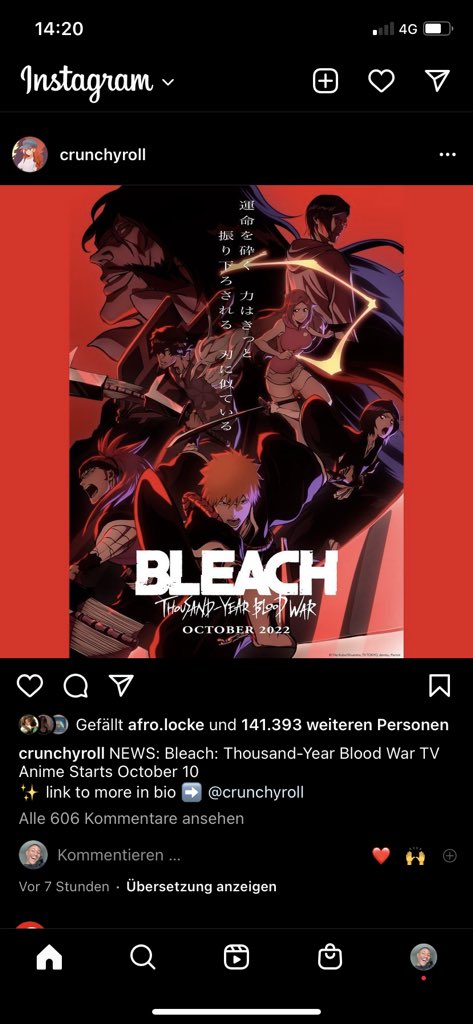 Nacht_Silver's tweet photo. THIS IS THE OFFICIAL CRUNCHYROLL SITE ON INSTAGRAM LMAO WHY ARE THEY PROMOTING IT WHEN ITS NOT AIRING IN THEIR SERVICE??? #bleach #BLEACHTYBW #BleachSimulcast #BLEACH_anime https://t.co/t3heLQ0HWh