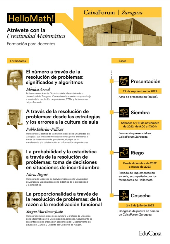 pbeltranp's tweet photo. Atención a esta formación de matemáticas internivelar (5º/6º Primaria y 1º/2º ESO) porque llamarla curso se queda corto. Presencial: Sevilla, Madrid, Zaragoza y Barcelona. 
En Zaragoza estaremos @monicaarnal, @NuriaBegue, @SergioMJGR y un servidor. https://t.co/y3qA8CoOGt