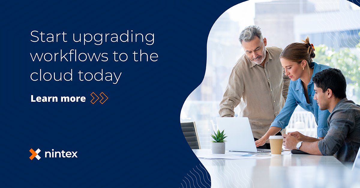 Nintex's tweet image. Using Nintex Workflow for SharePoint or O365? Check out all the ways we can help you and your organization seamlessly transition to the cloud. Learn more: bit.ly/3CMlmLh #NintexWorkflowCloudUpgradeProgram