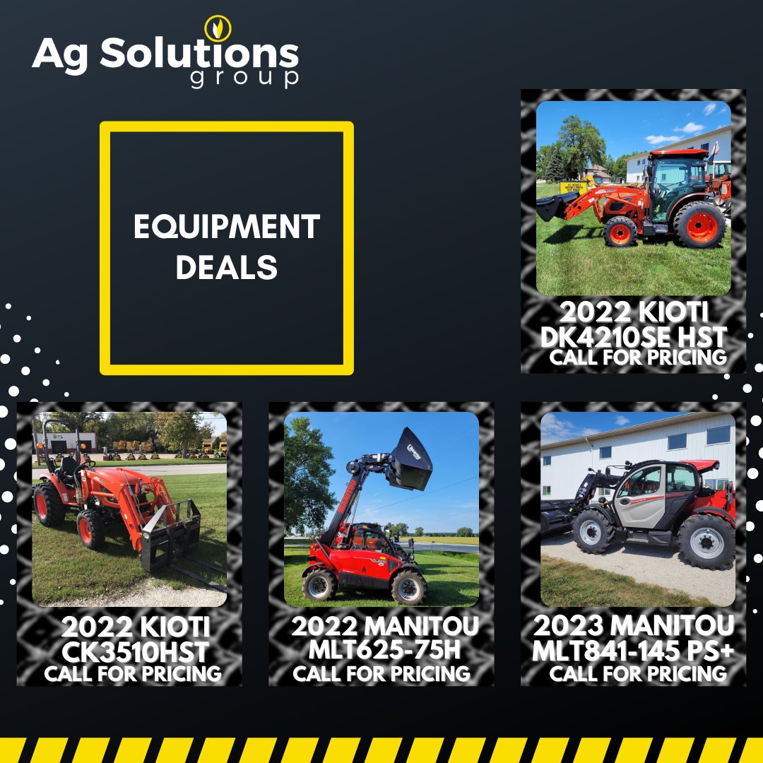 agsolutionsgr's tweet photo. Visit https://t.co/PlUN7m7q26 to view equipment location, availability, and more specs. 🚜

#AgSolutionsGroup #agriculture #farming #farmingequipment #equipments #farm #heavyduty #heavydutyequipment #preowneddeals #Kioti #Manitou #kiotitractors #lifts #telehandlers #tractrors https://t.co/4xmi3ue3oJ