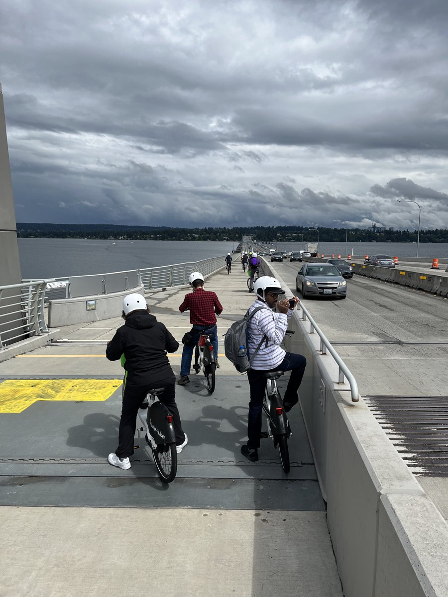 The Evergreen Point Floating Bridge – State Route 520, which crosses Lake Washington and connects #Seattle to its eastern suburbs – is the world’s longest and widest floating bridge at 7,710ft long and 116ft wide at its midpoint. 

Here are some #ICTD22 attendees biking across.
