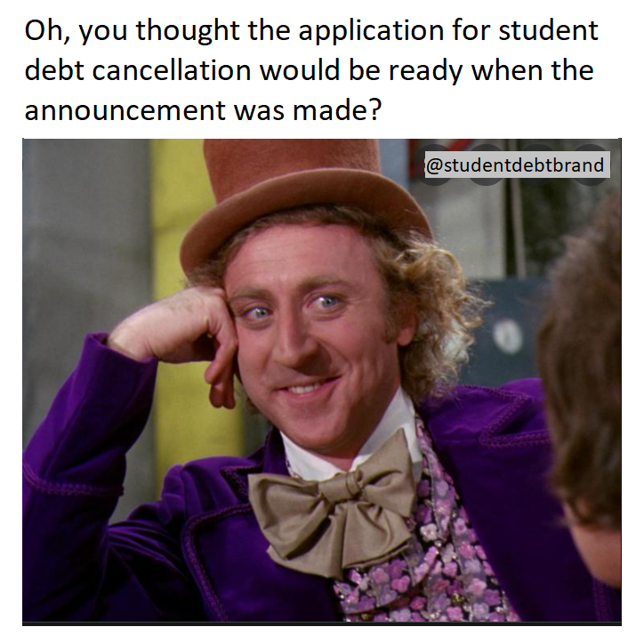 lolol...the application will be ready early October, don't forget folks! #cancelstudentdebt #studentdebt