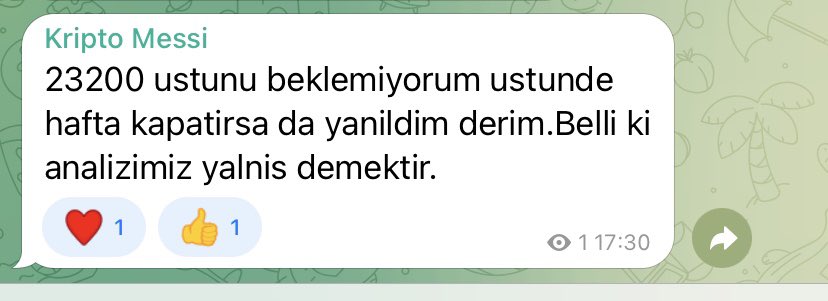 Gün geçmiyor ki <a href="/kriptomessi/">Kripto Messi</a> yeni bir hedef vermesin. Hadi gözümüz aydın, Btc haftayı 23.200 üstünde kapatacak. Ve bu bitgetin köpeği, ters indikatör yine ben demiştim diyecek. Seni takip eden insanların ahını alıyorsun, yatacak yeriniz yok. #kriptomessi