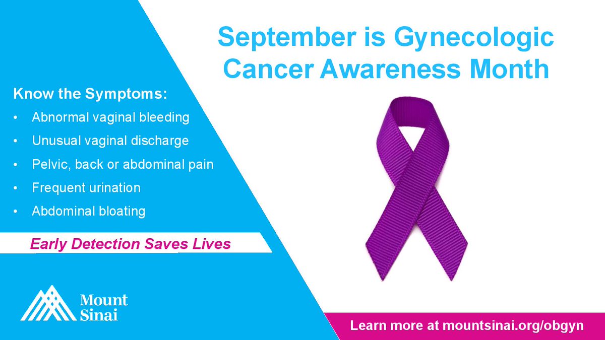 September is Gynecologic Cancer Awareness Month. The gynecologic cancer care team at the Mount Sinai Health System is at the forefront in the treatment of all gynecologic cancers. Learn more: mshs.co/3Bry0OO #GYNCancerAwarenessMonth