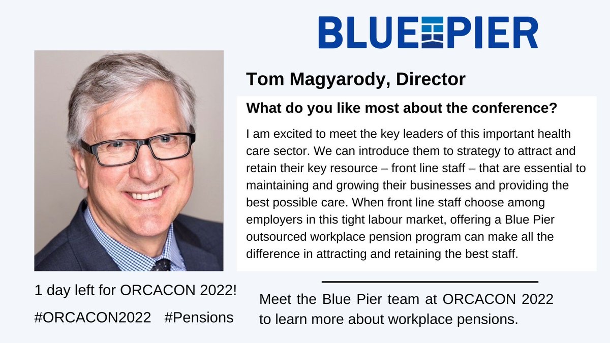 BluePierPension's tweet photo. 1 day left for #ORCACON2022!
@ORCAhomes 
@TomMagyarody 
#pensions #bluepier https://t.co/Y2qkIDPJdF