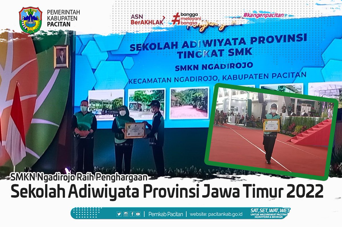 PemkabPacitan's tweet photo. SMKN Ngadirojo Raih Penghargaan Sekolah Adiwiyata Provinsi Jawa Timur 2022

Selengkapnya di https://t.co/AJAclyx1Nj 
#SMKNNgadirojo #Pacitan #smkbisa #sekolahadiwiyata https://t.co/hDcyOKrewb