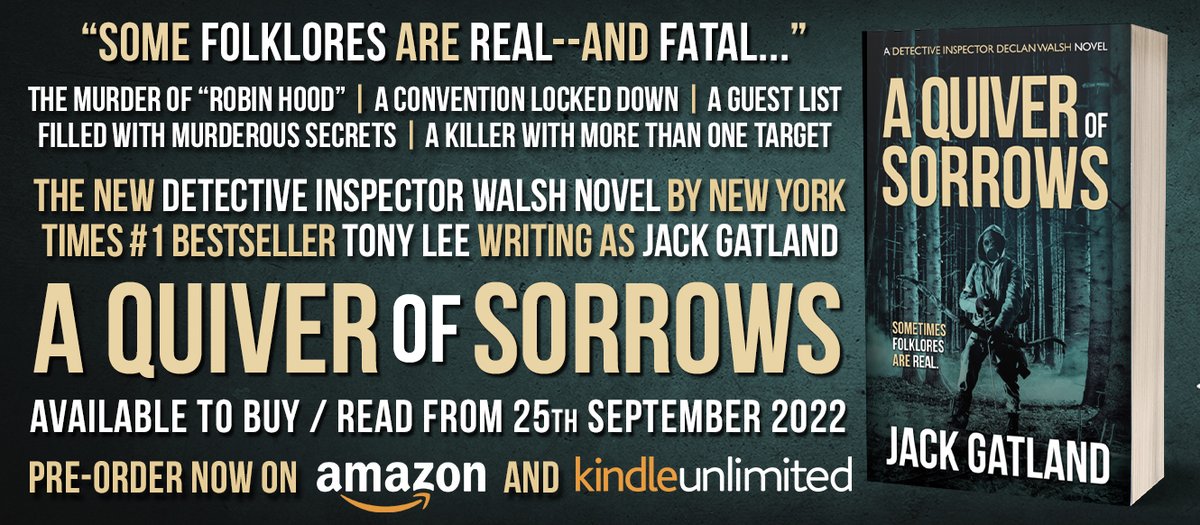 Just a reminder that in just under two weeks, on the 25th September, my next <a href="/HoodedManMedia/">Hooded Man Media</a> DI Declan Walsh novel - A QUIVER OF SORROWS - is released as ebook and paperback.

Have YOU pre-ordered yet?

mybook.to/aquiverofsorro…

#NewBook #KindleUnlimited #Books