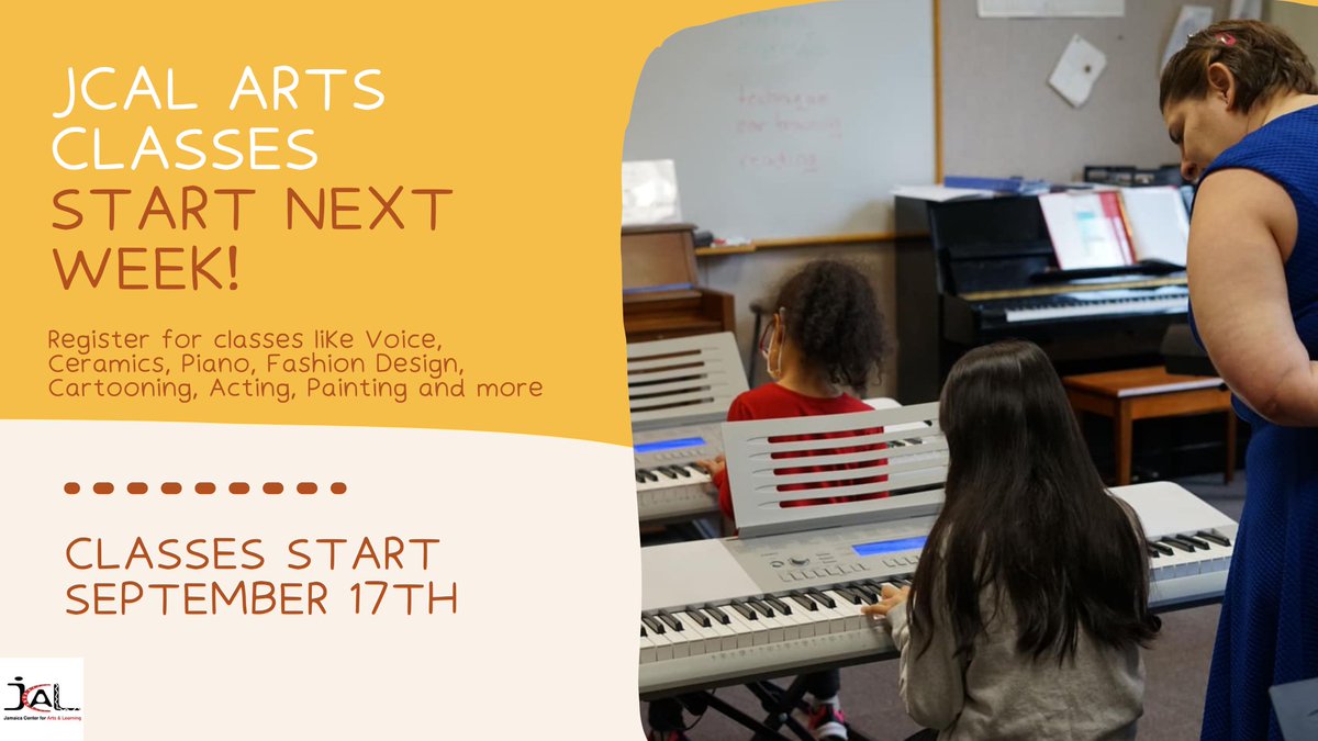 jamaicaarts's tweet photo. Our Arts Classes are open for registration and classes start next week! If you'd like to experience the full fall semester with our professional teaching artists, the time to register is now!

https://t.co/CmWmFa5Q5j https://t.co/xEwUAR1Ci1