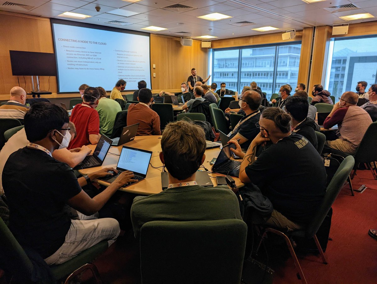 ZephyrIoT's tweet photo. It's a full house today at the #ZephyrRTOS Mini-Summit in Dublin, Ireland! If you're there, tag us and we'll RT your pics! @ZephyrIoT @NordicTweets @linuxfoundation @antmicro @KGugala #OSSummit #embedded #embeddedsystems #opensource #RTOS https://t.co/4dugkkPDg3