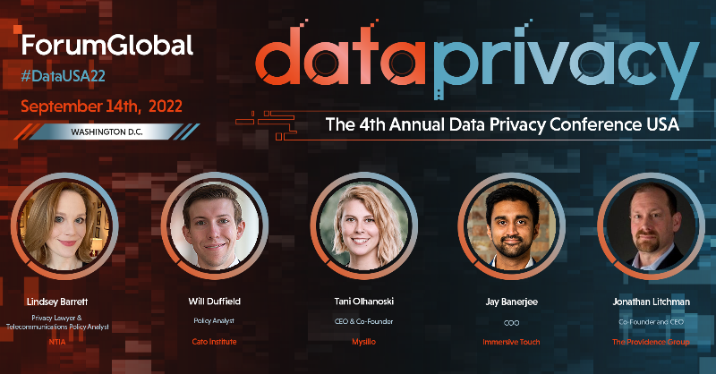 Forum_Global's tweet photo. .@LAM_Barrett, @Will_Duffield, @inattani, @POBanerjee &amp; @jdlitchman will close our 4th edition of the Data Privacy Conference USA on Wednesday with a discussion on how the #Metaverse is poised to impact our understanding of what 'privacy' is. #DataUSA22