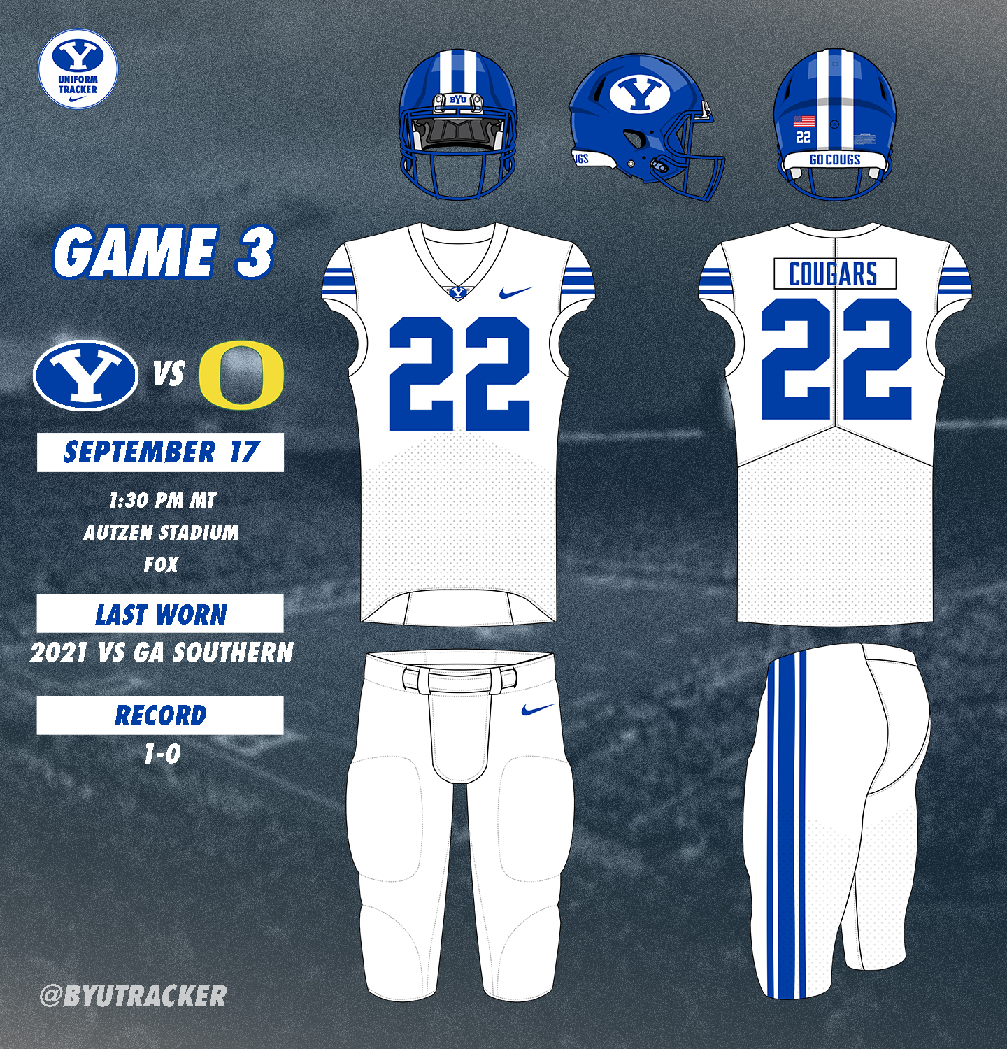 BYU Football Announces Uniform Combination for Opener Against