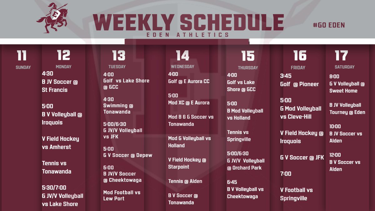EdencsdRaiders's tweet photo. This week in sports!!
🏑⚽️🎾🏃‍♂️🏃‍♀️🏈📣🏐🏊 https://t.co/m3UHxnmpT4