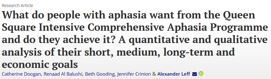What do people with #aphasia want from our ICAP at Queen Square @ucl @uclh? Authored by: @CathDoogan @BethGooding4 @CrinionJenny tandfonline.com/doi/full/10.10…