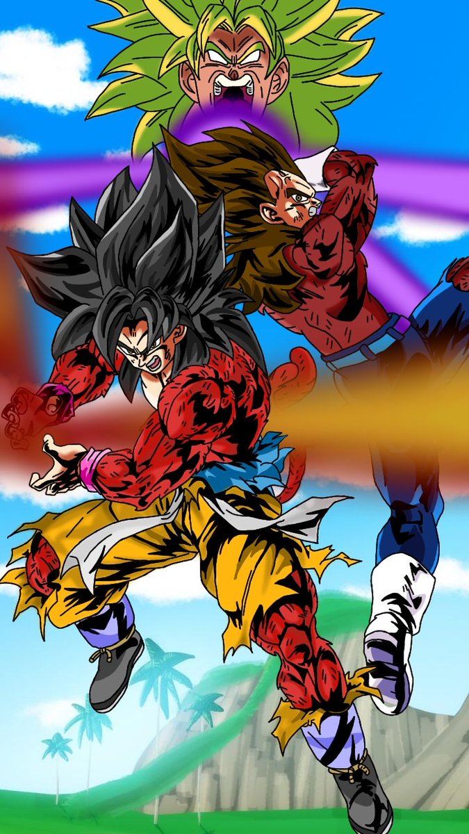 trap_Attack1's tweet photo. #SSJ4 #Goku and #Vegeta versus #LSSJ #Broly #DragonballGT #DragonballSuper https://t.co/NqHVAyUTtx