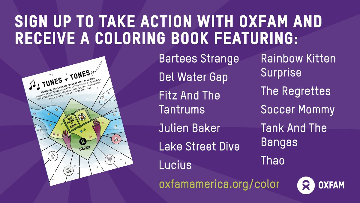 Crafty with crayons? Love music? Download our "Tones and Tunes" coloring book featuring some of the amazing music artists who support our work to end poverty and injustice! Get it now: oxfamamerica.org/color