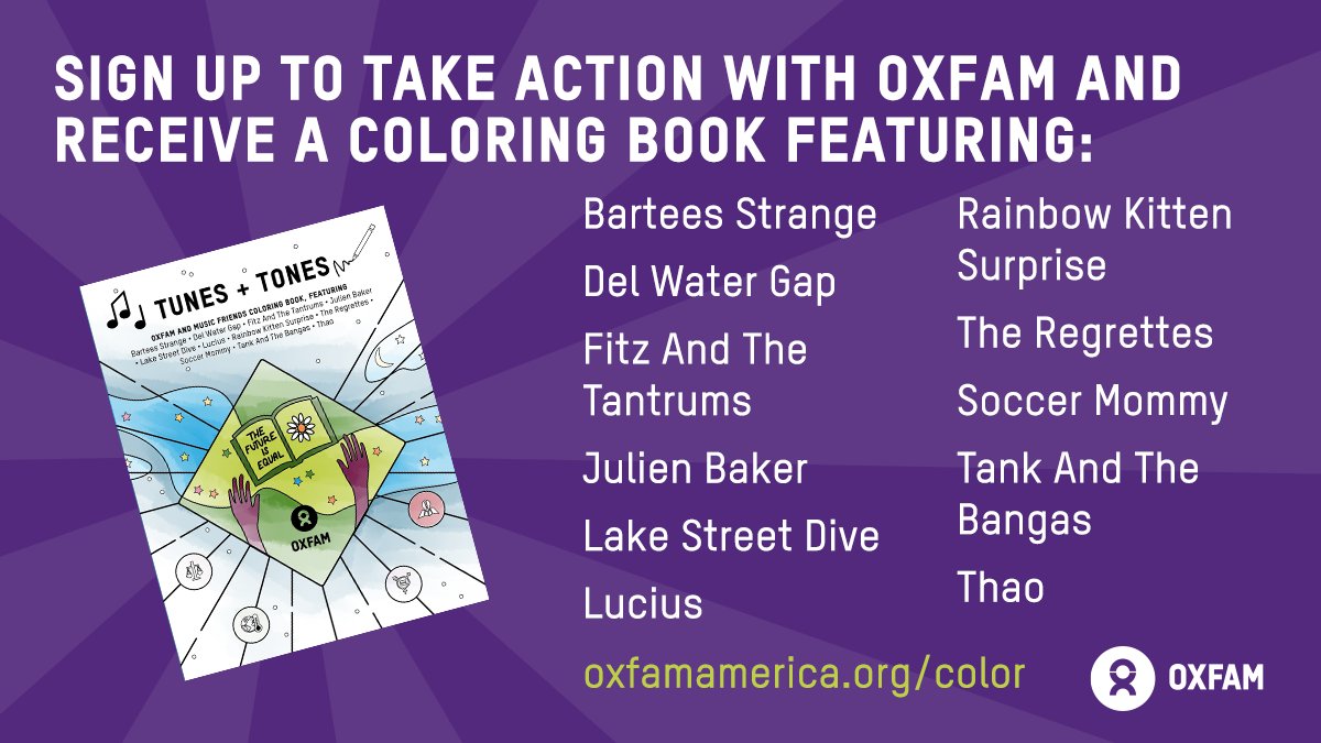 Crafty with crayons? Love music? Download our 'Tones and Tunes' coloring book featuring some of the amazing music artists who support our work to end poverty and injustice! Get it now: oxfamamerica.org/color