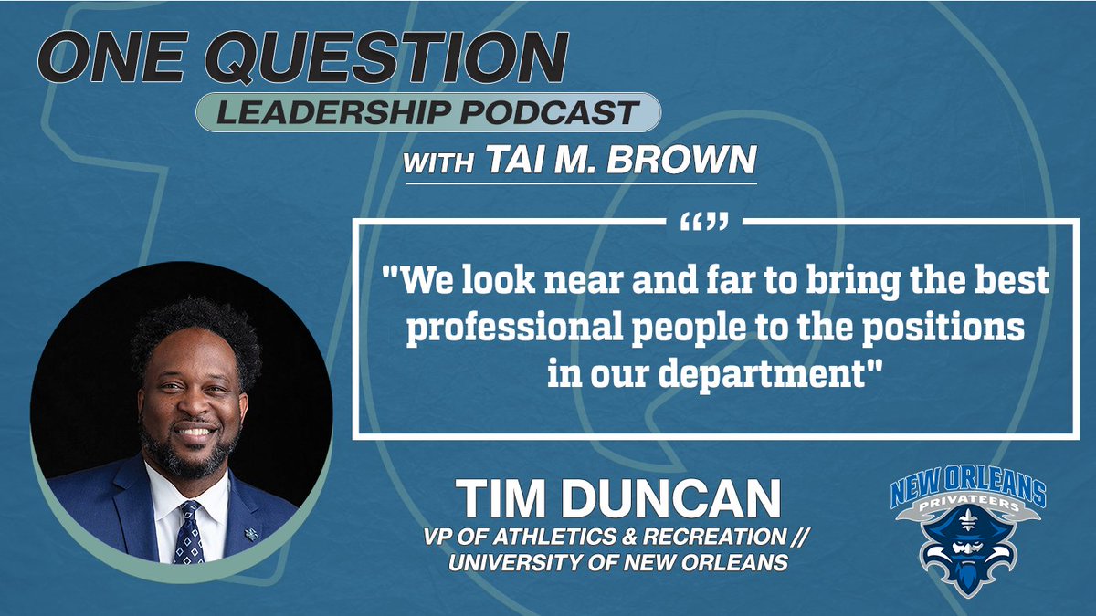 1QLeadership (@1qleadership) on Twitter photo "We look near and far to bring the best professional people to the positions in our department." -<a href="/TimDuncanAD/">Tim Duncan</a> - VP of Athletics - <a href="/UNOPrivateers/">New Orleans Privateers</a>
🎧 Apple Podcasts: 1quest.co/duncApP
🎧 Spotify: 1quest.co/duncSpt "We look near and far to bring the best professional people to the positions in our department." -<a href="/TimDuncanAD/">Tim Duncan</a> - VP of Athletics - <a href="/UNOPrivateers/">New Orleans Privateers</a>
🎧 Apple Podcasts: 1quest.co/duncApP
🎧 Spotify: 1quest.co/duncSpt