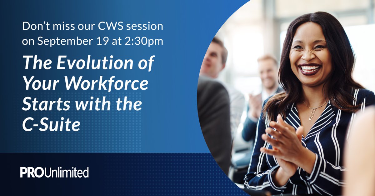 Join us at the CWS Summit on September 19th at 2:30pm CT as we chat about the evolution of your workforce starting with the c-suite. Reserve your spot to attend our networking dinner at the Perot Museum. RSVP here: go.prounlimited.com/cws-summit-na.…
#staffingindustry #wearepro #cwssummit