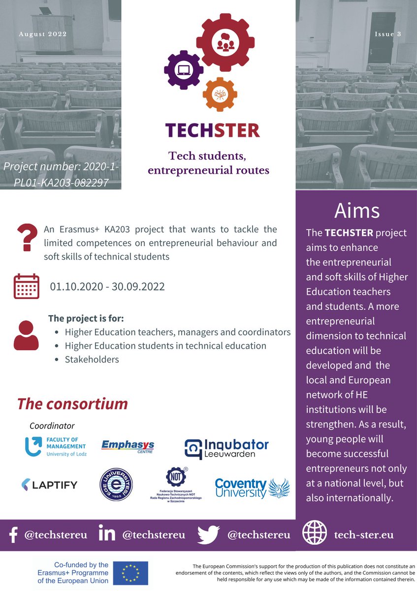techstereu's tweet image. Expect some great results from us soon!💪We are finalising all deliverables to enhance the #entrepreneurial and soft skills of #tech Higher Education #teachers and #students. What are the highlights of our latest activities? Read about them in our latest TECHSTER newsletter⬇️