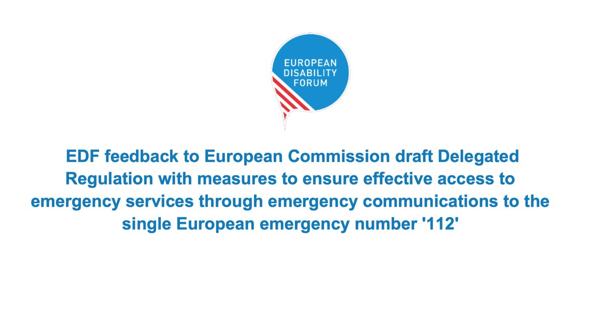 MyEDF's tweet photo. EDF calls @EU_Commission to amend  several aspects of the draft Delegated Regulation on 112 single emergency number.

➡️Common interoperability requirements
➡️Link with #EUAccessilityAct
➡️#accessibility without a special app 

Our complete feedback: https://t.co/nAaxnKrJnh https://t.co/kvG40naRym